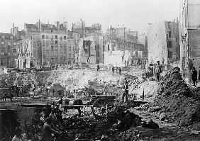 Building of Avenue de l''Opera, building site of the mound of Moulins near passage Moliere, Paris, 1