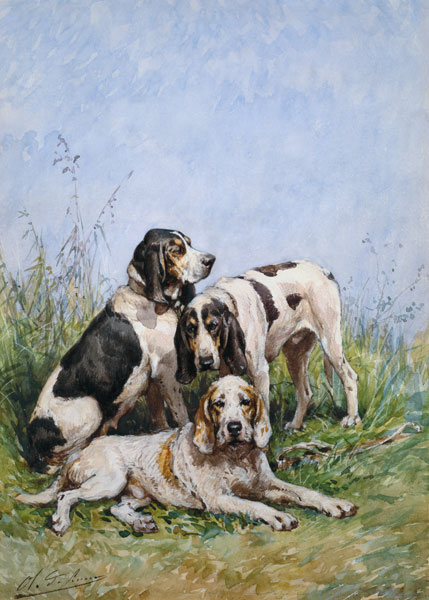 A Group of French Hounds a Charles Oliver de Penne