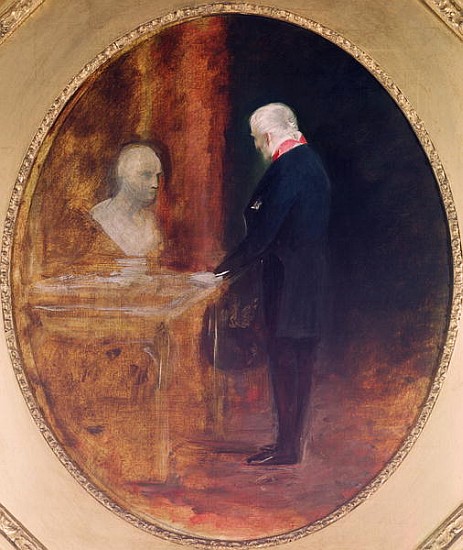 The Duke of Wellington (1769-1852) Studying a Bust of Napoleon (1769-1821) a Charles Robert Leslie