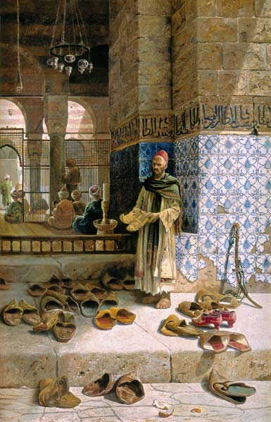 Shoes of religious Moslems in front of a mosque a Charles Robertson