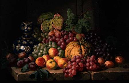 Still Life with Fruit and a Blue Vase a Charles Thomas Bale