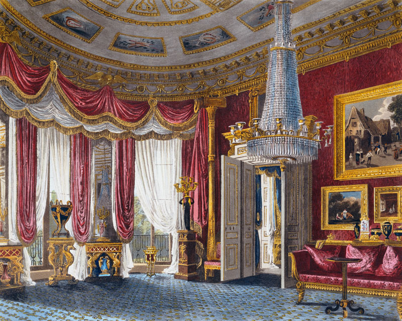 Rose Satin Drawing Room (second view) Carlton House, engraved by R. Reeve (fl.1811-37) from 'The His a Charles Wild