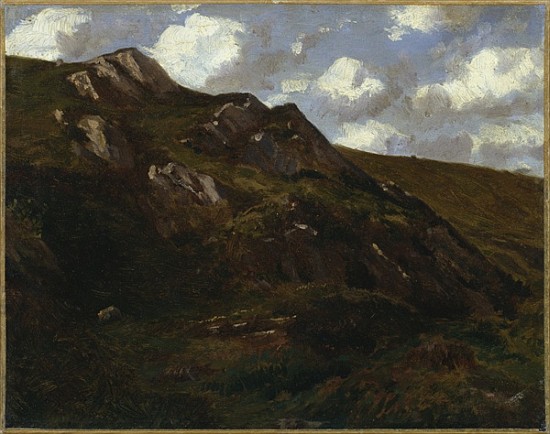Mountainous landscape (oil on paper mounted on canvas) a Charles Francois Eustache
