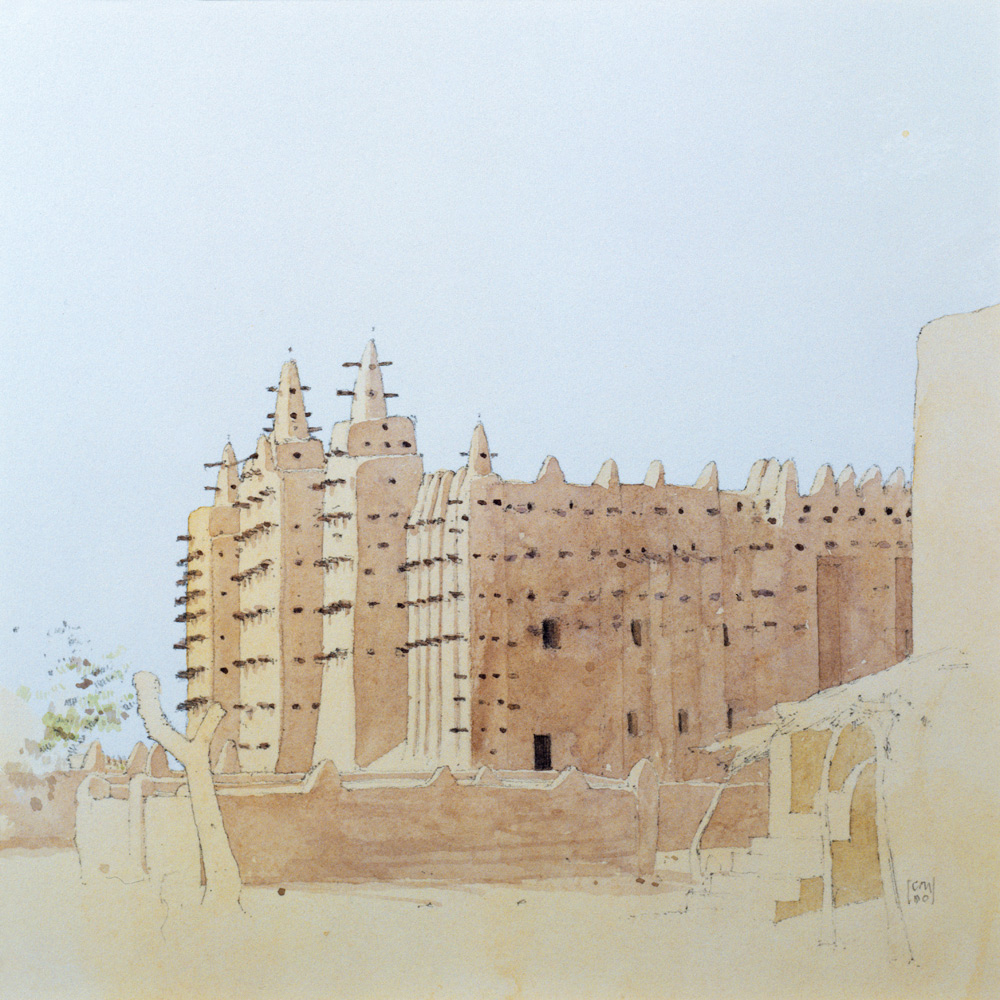 Djenne (Mali) Grande Mosquee, Tuesday, 2000 (w/c on paper)  a Charlie Millar