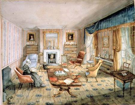 The Drawing Room, White Barnes, f.55 from an 'Album of Interiors' a Charlotte Bosanquet