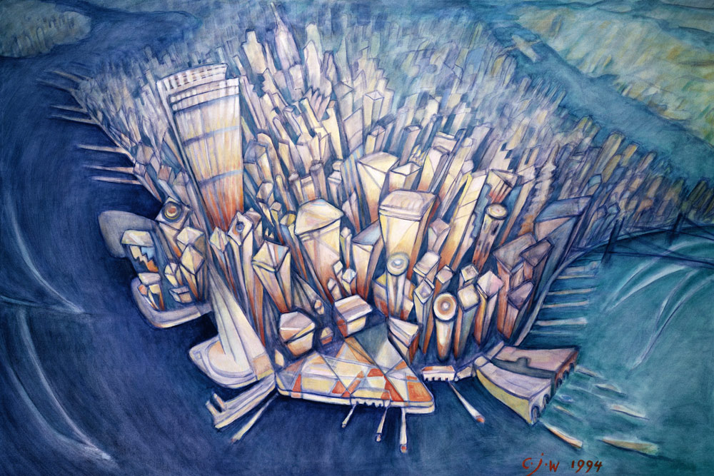 Manhattan from Above, 1994 (oil on canvas)  a Charlotte  Johnson Wahl