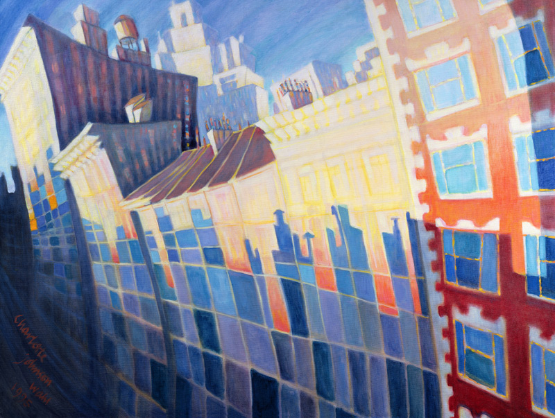 Sunset, Waverly Place, New York City, 1995 (oil on canvas)  a Charlotte  Johnson Wahl