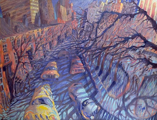 Wind on Washington Square, New York City, 1988 (oil on canvas)  a Charlotte  Johnson Wahl