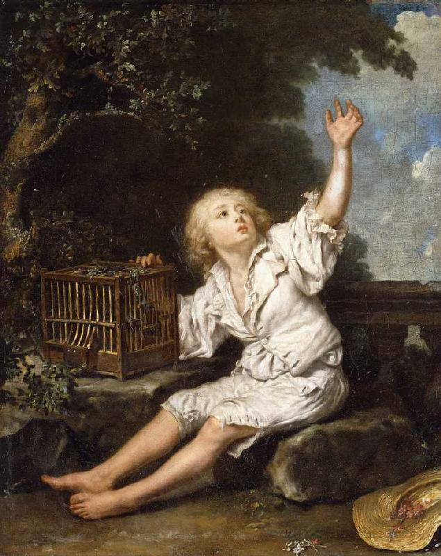 Junge mit einem leeren Vogelkäfig. a Charpentier il Vecchio.,Jean-Baptiste