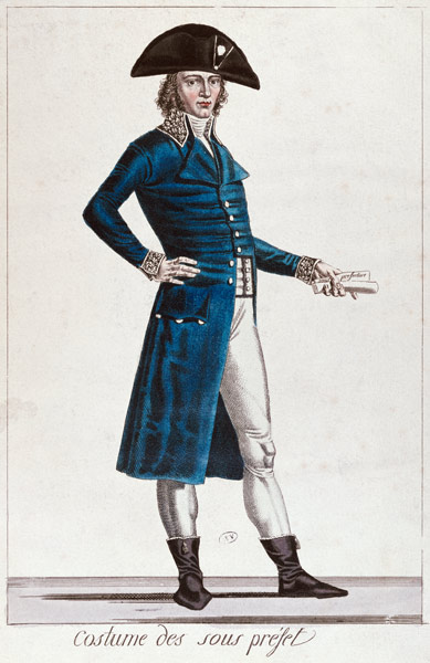 Costume of an Under-Prefect during the period of the Consulate (1799-1804) of the First Republic in a Chataignier
