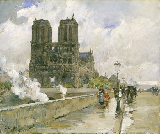 Notre Dame Cathedral, Paris a Childe Hassam