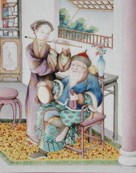 Detail from an imperial Canton panel, Qianlong period a Scuola Cinese
