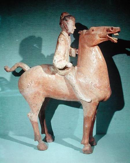 Horseman, from Xianyang, Shaanxi, Western Han Dynasty a Scuola Cinese