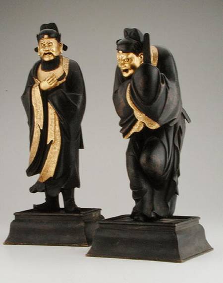Pair of Taoist officials, Yuan or early Ming dynasty rcel a Scuola Cinese
