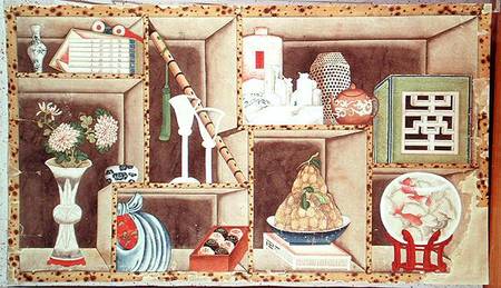 Trompe l'Oeil of Chinese Objects a Scuola Cinese