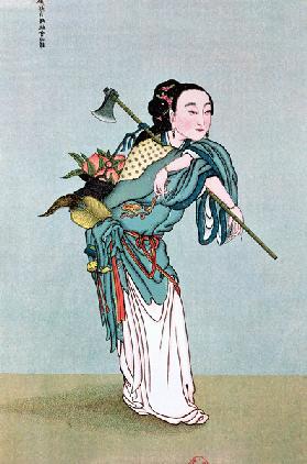 Ma Kou Carrying Medicinal Plants, from a work by Father Henri Dore, late 19th century (colour litho)