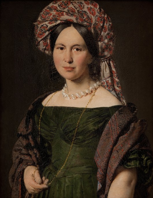 Cathrine Jensen, née Lorenzen, the Artist's Wife Wearing a Turban a Christian Albrecht Jensen