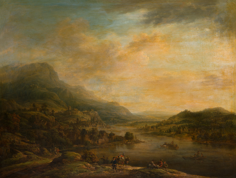 River Landscape with Mule Drover a Christian Georg Schütz d. Ä.