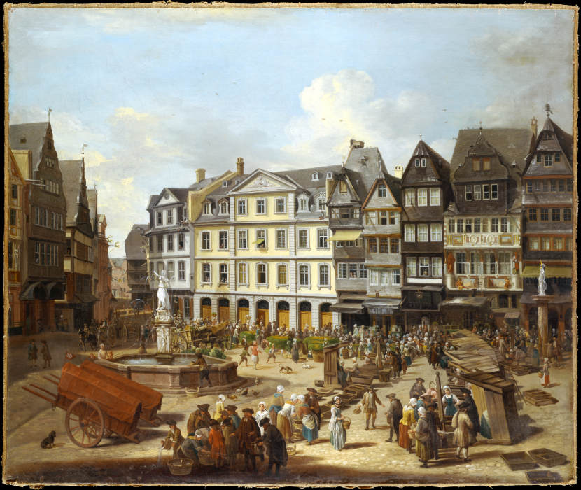 A Market on the Römerberg in Frankfurt a Christian Georg Schütz d. Ä.