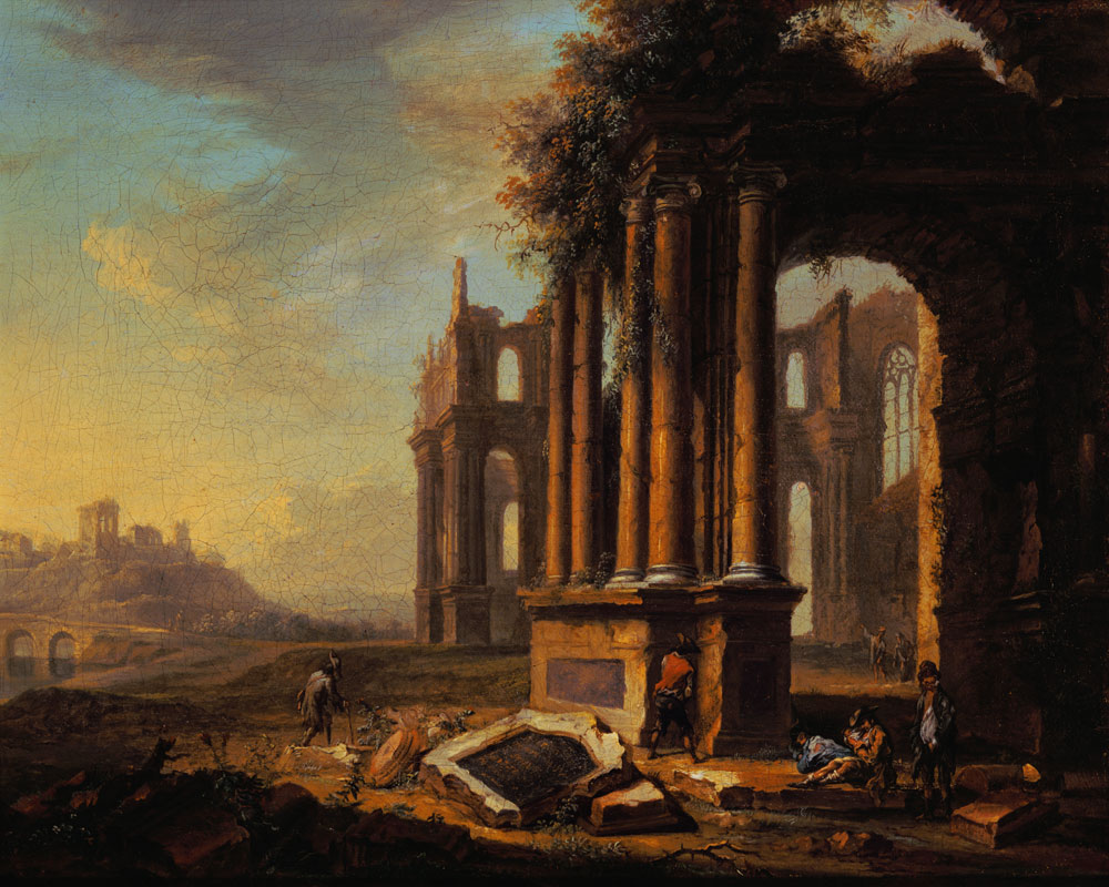 Italian ruin landscape II. a Christian Georg Schütz il vecchio