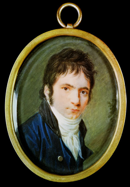 Miniature Portrait of Ludwig Van Beethoven (1770-1827) a Christian Hornemann