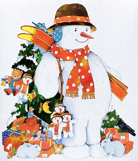 Snowman with Skis, 1998 (w/c on paper)  a Christian  Kaempf