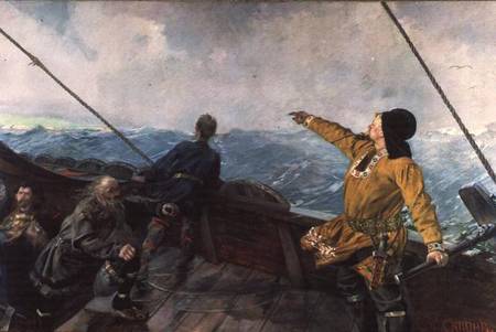 Leif Eriksson (10th century) sights land in America a Christian Krohg