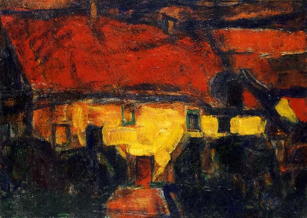 Das gelbe Haus mit rotem Dach a Christian Rohlfs