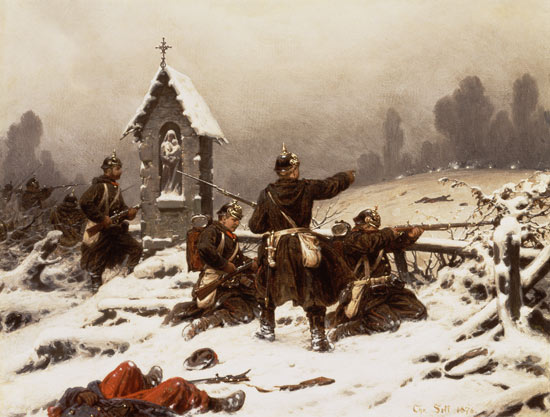 Preussische infantry in the snow a Christian Sell il Vecchio