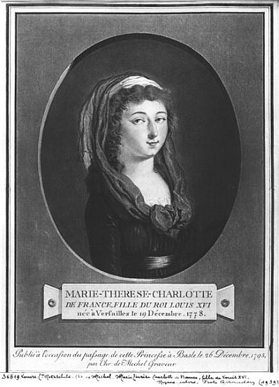 Marie-Therese-Charlotte de France (1778-1851) aged seventeen a Christian von Mechel