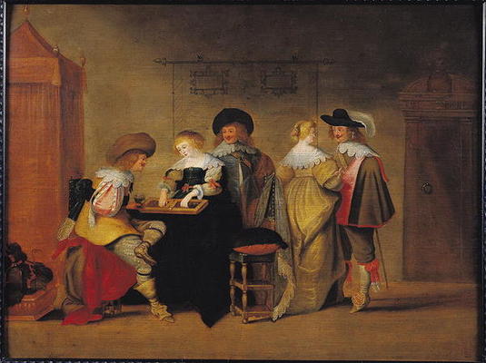 Backgammon Players (oil on panel) a Christoffel Jacobsz van der Lamen