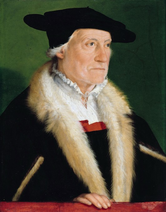 Portrait of the cosmographer Sebastian Münster (1489-1552) a Christoph Amberger