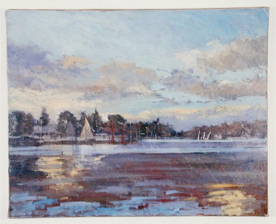 The Thames at Teddington (oil on canvas)  a Christopher  Glanville