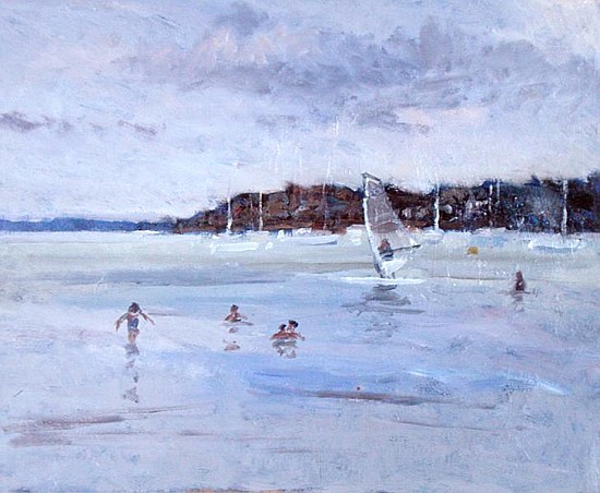 Windsurfer and Bathers (oil on panel)  a Christopher  Glanville