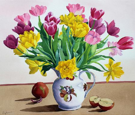Tulips in Jug with Apples