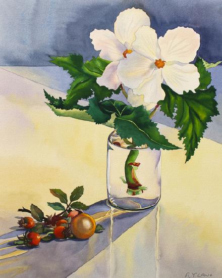 White Begonia and Rosehips