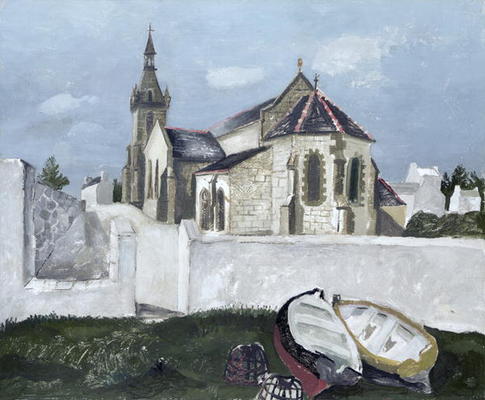 Treboul Church, Brittany, 1930 (oil on board) a Christopher Wood