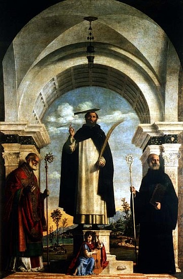 The Martyrdom of St.Peter and 2 saints (altarpiece) a Giovanni Battista Cima da Conegliano