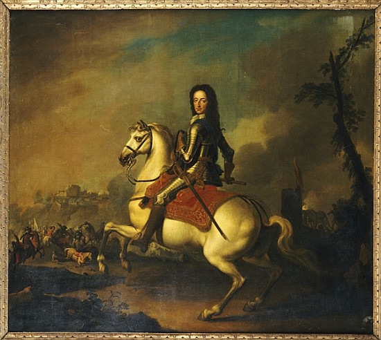 Portrait of King William III at the Battle of the Boyne in 1690 a (circle of) Jan Wyck