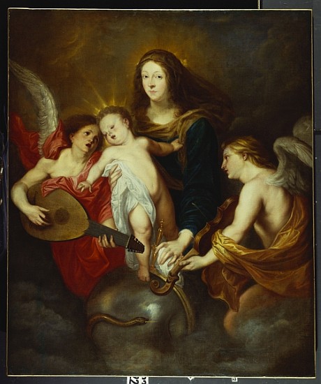 The Virgin and Child Triumphing over Sin with Two Musical Angels a (circle of) Sir Anthony van Dyck
