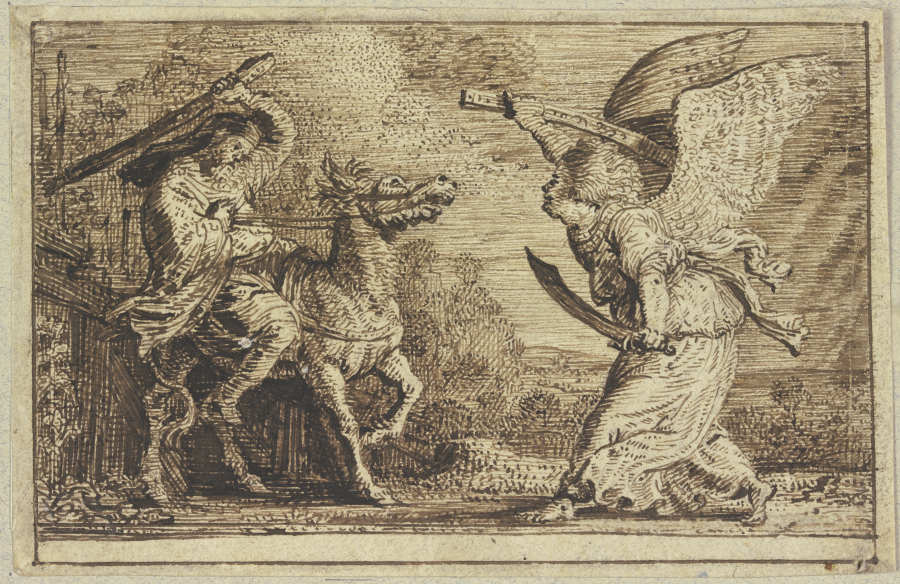 Der Engel erscheint Bileam a Claes Cornelisz. Moeyaert