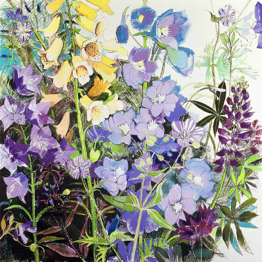 Delphiniums and Foxgloves (pastel on paper)  a Claire  Spencer