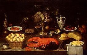 Quiet life with fruits, lobster and cheese a Clara Peeters