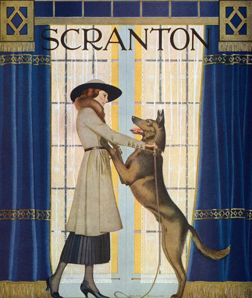 German Shepherd Jumping of Its Owner a Clarence Coles Phillips