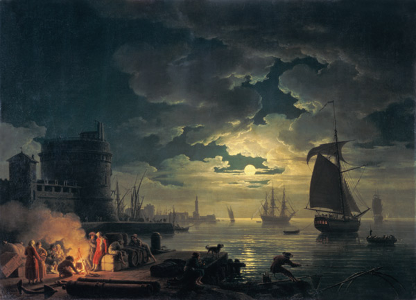 The Port of Palermo in the Moonlight a Claude Joseph Vernet