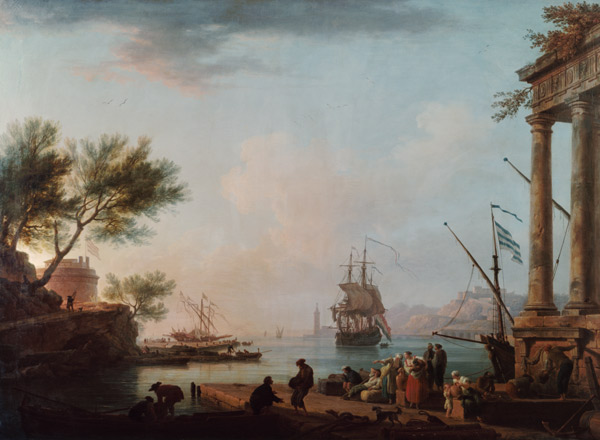 Sea Port, Sunrise a Claude Joseph Vernet