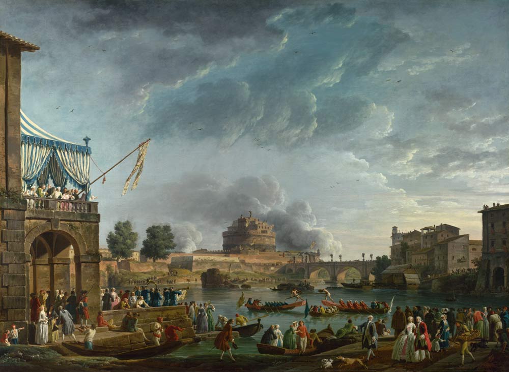 A Sporting Contest on the Tiber at Rome a Claude Joseph Vernet