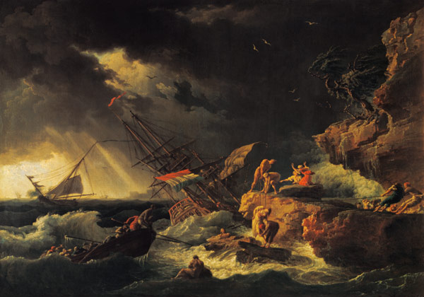 Stürmische See mit gescheitertem Segelschiff a Claude Joseph Vernet