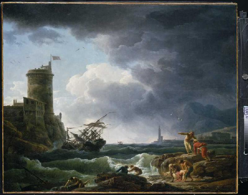 Schiffbruch im Sturm vor einer Festung a Claude Joseph Vernet