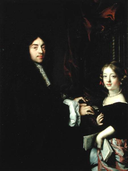 Portrait of Charles Couperin (1638-79) and the Daughter of the Artist a Claude Lefebvre